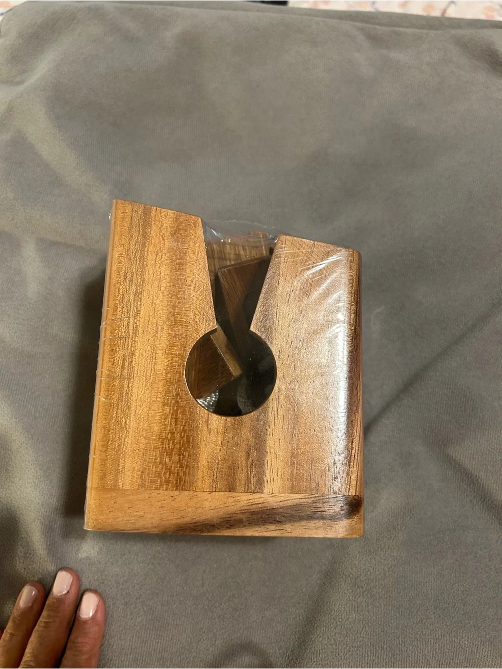 Wooden Bottle Puzzle Holder in Brown